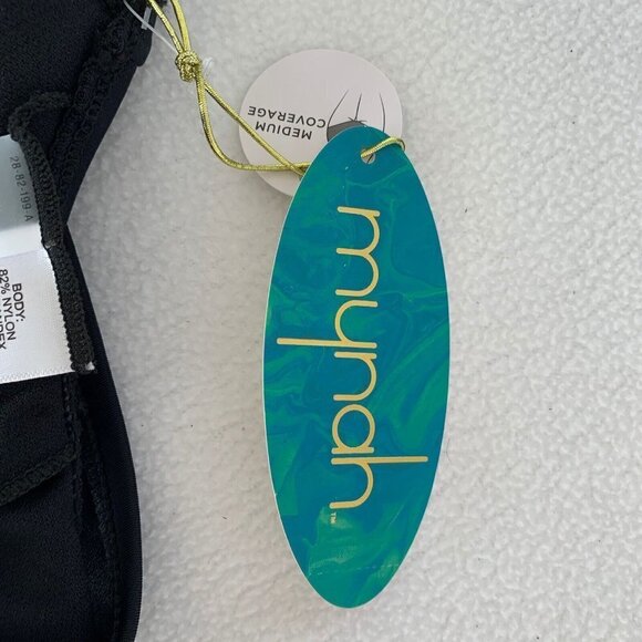 Mynah Swimsuit Medium Black One Piece Square Neck Nylon Spandex - Picture 12 of 12